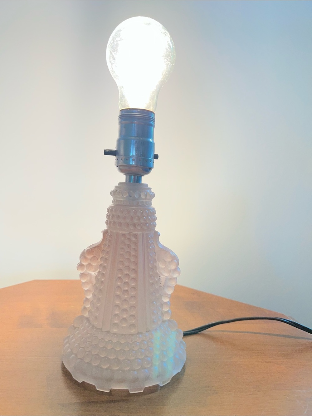 VTG- PAIR of 1930’s Pink Satin Hobnail Depression Glass Boudoir Lamp-See Pics ! - Picture 11 of 16